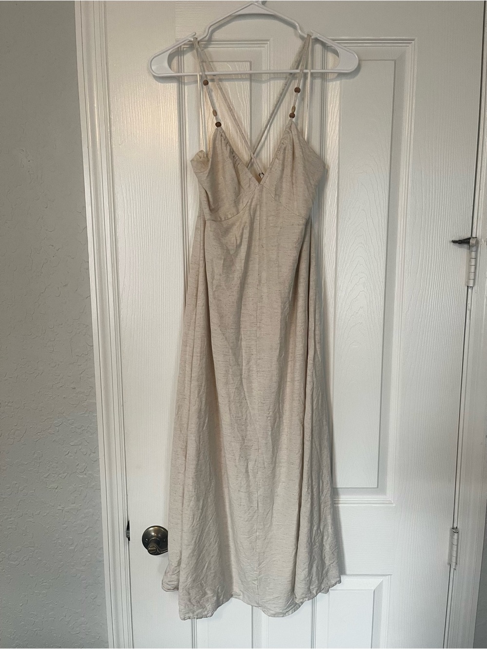 Cream Spaghetti-Strap Maxi Dress